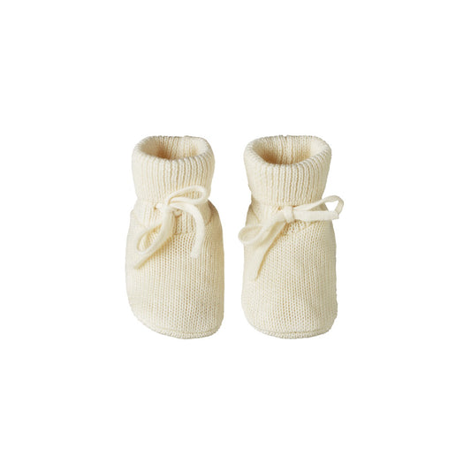 Merino Knit Drawstring Booties / Natural