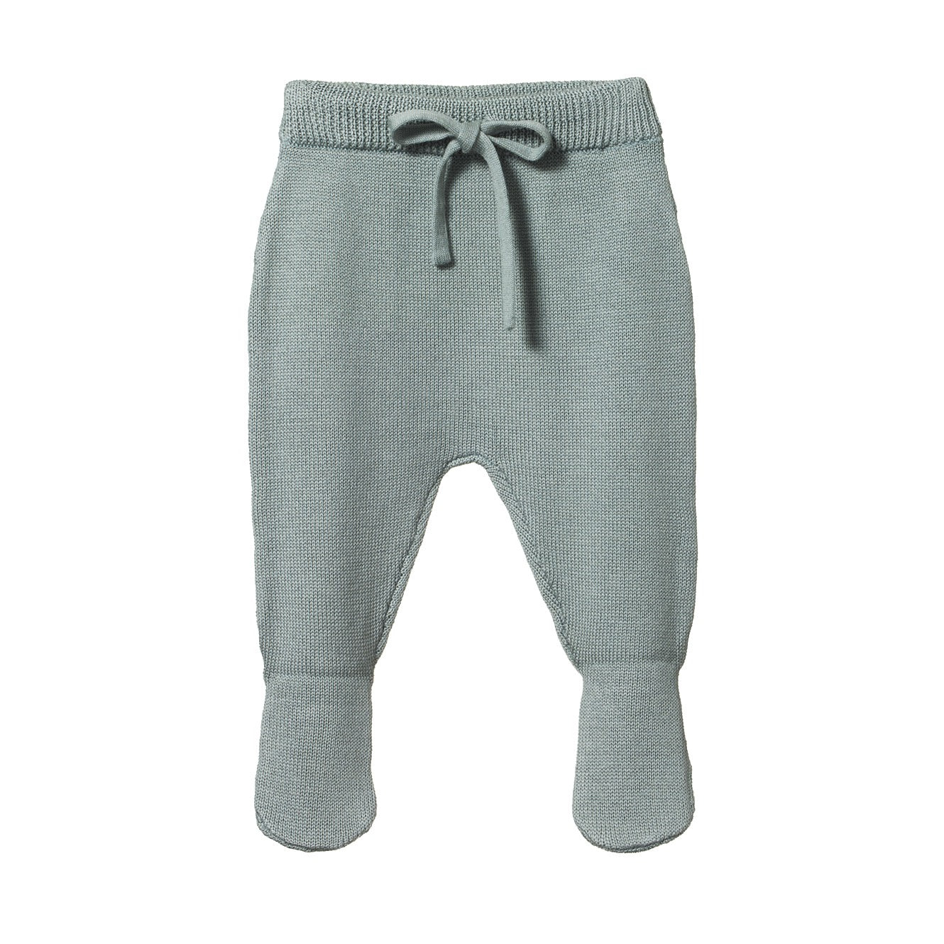 Merino Knit Footed Rompers / Sage