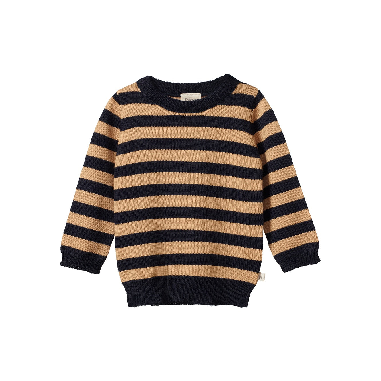 Merino Knit Pullover / Navy Caramel