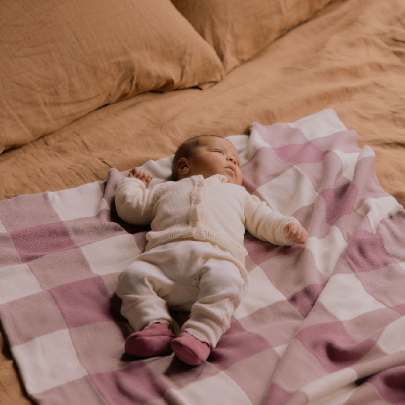 Dune Cot Blanket / Rhubarb Check