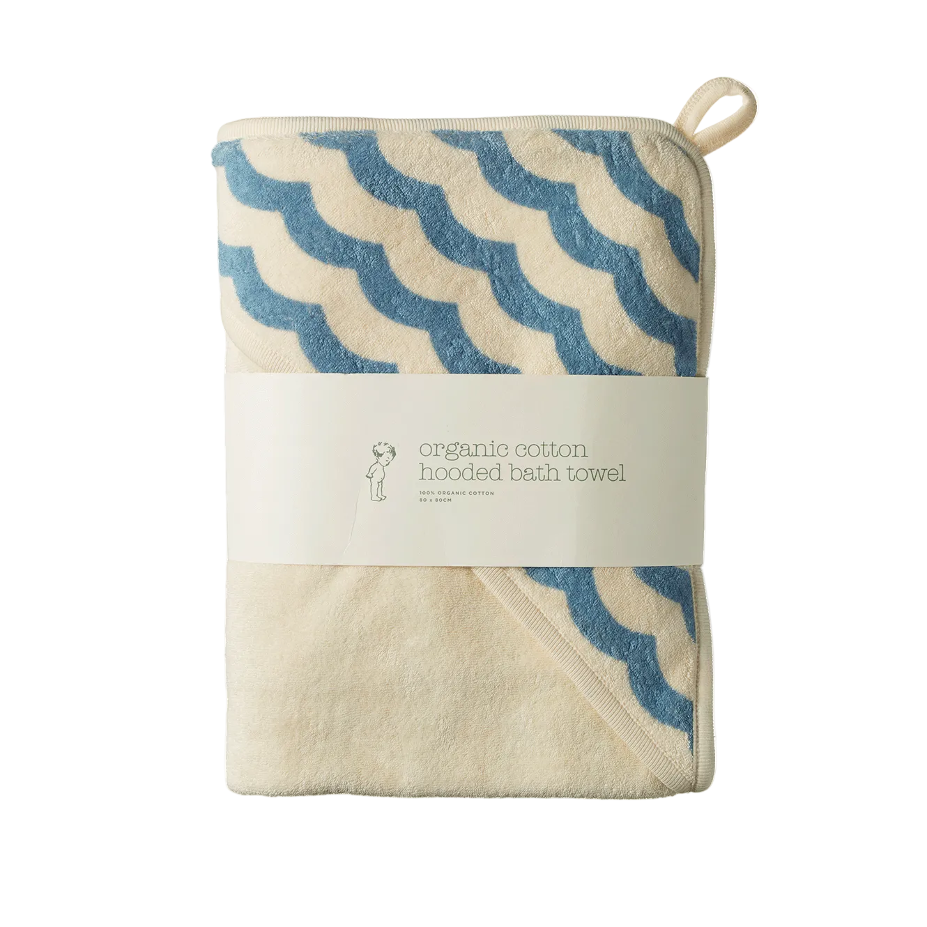 Organic Cotton Hooded Towel / Waves Print