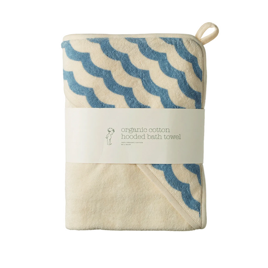 Organic Cotton Hooded Towel / Waves Print