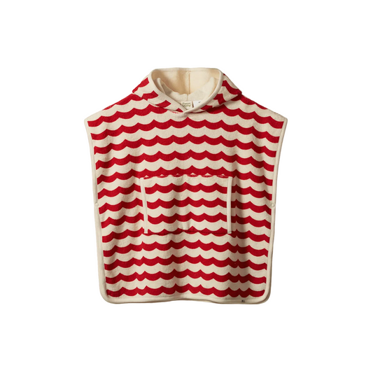 Poncho Towel / Waves Red Print