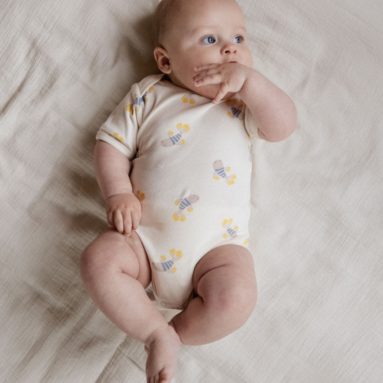 Cotton Short Sleeve Bodysuit / Fish Fable Print