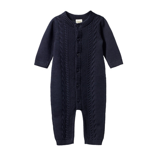 Lou Cotton Knit Suit / Navy Cable