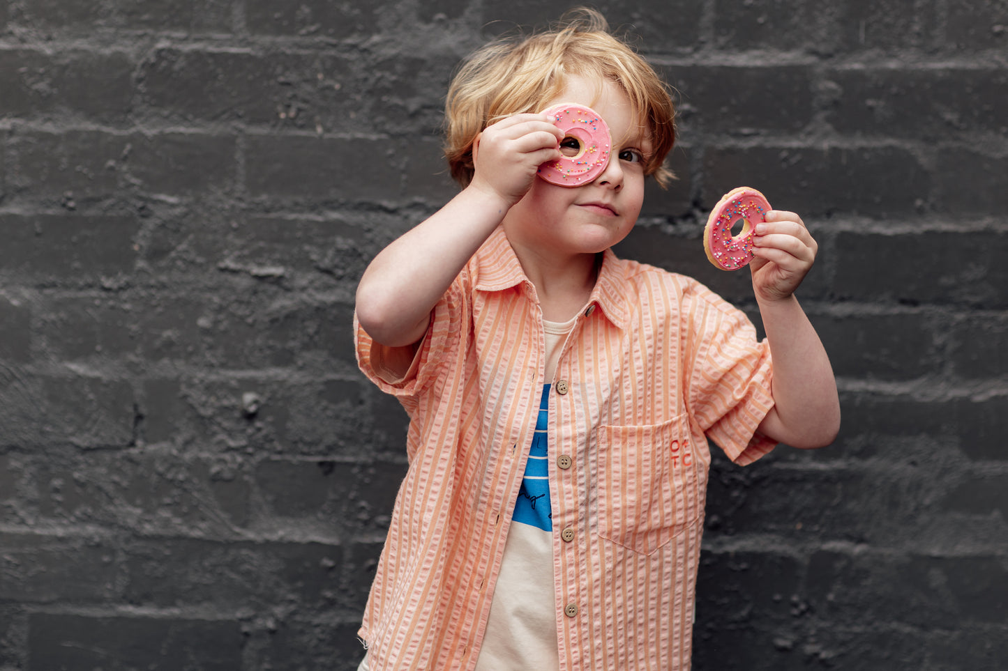 Cantaloupe Button Down Short Sleeve Shirt