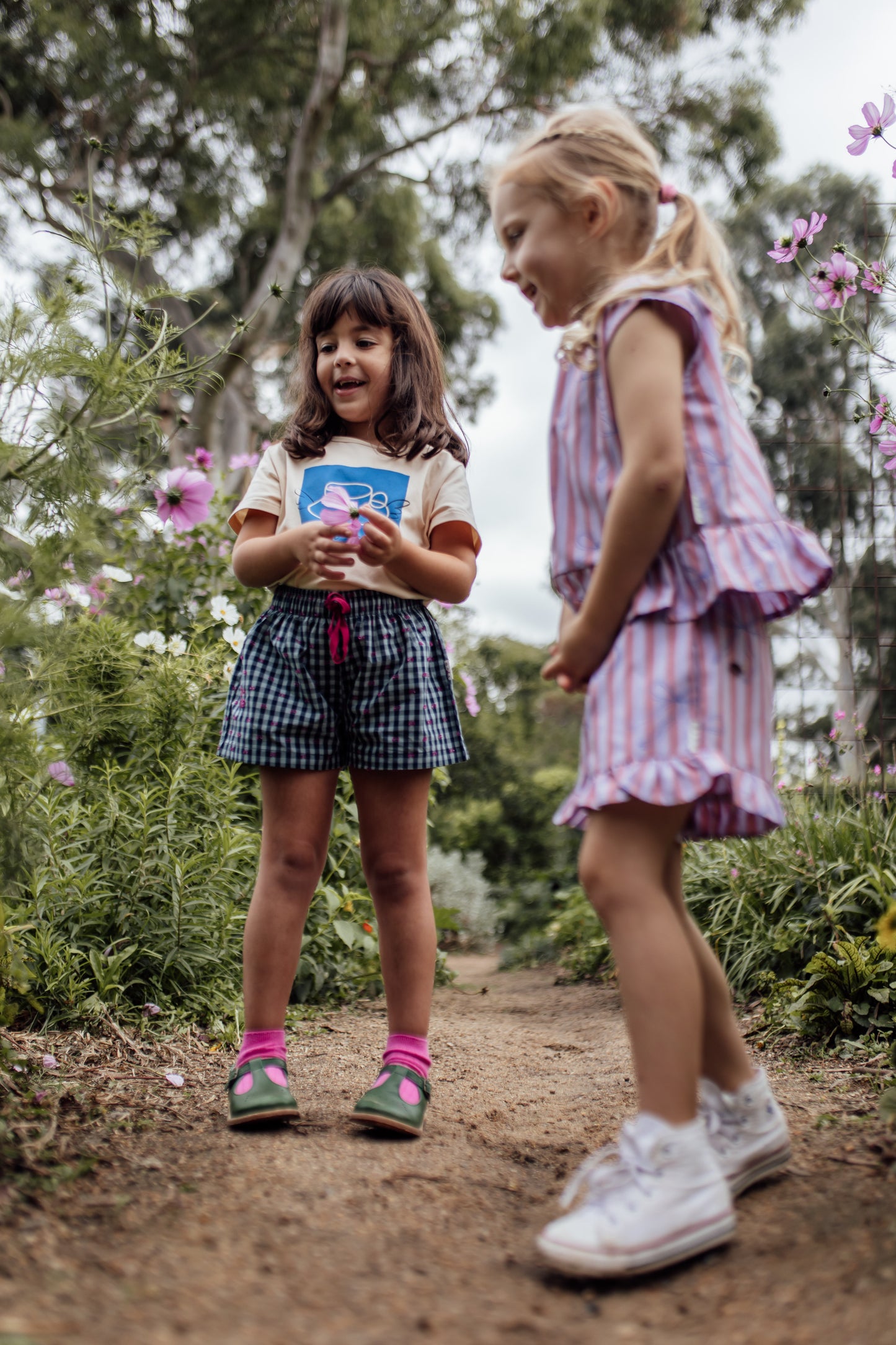 Blue Bows Boxy Frill Singlet