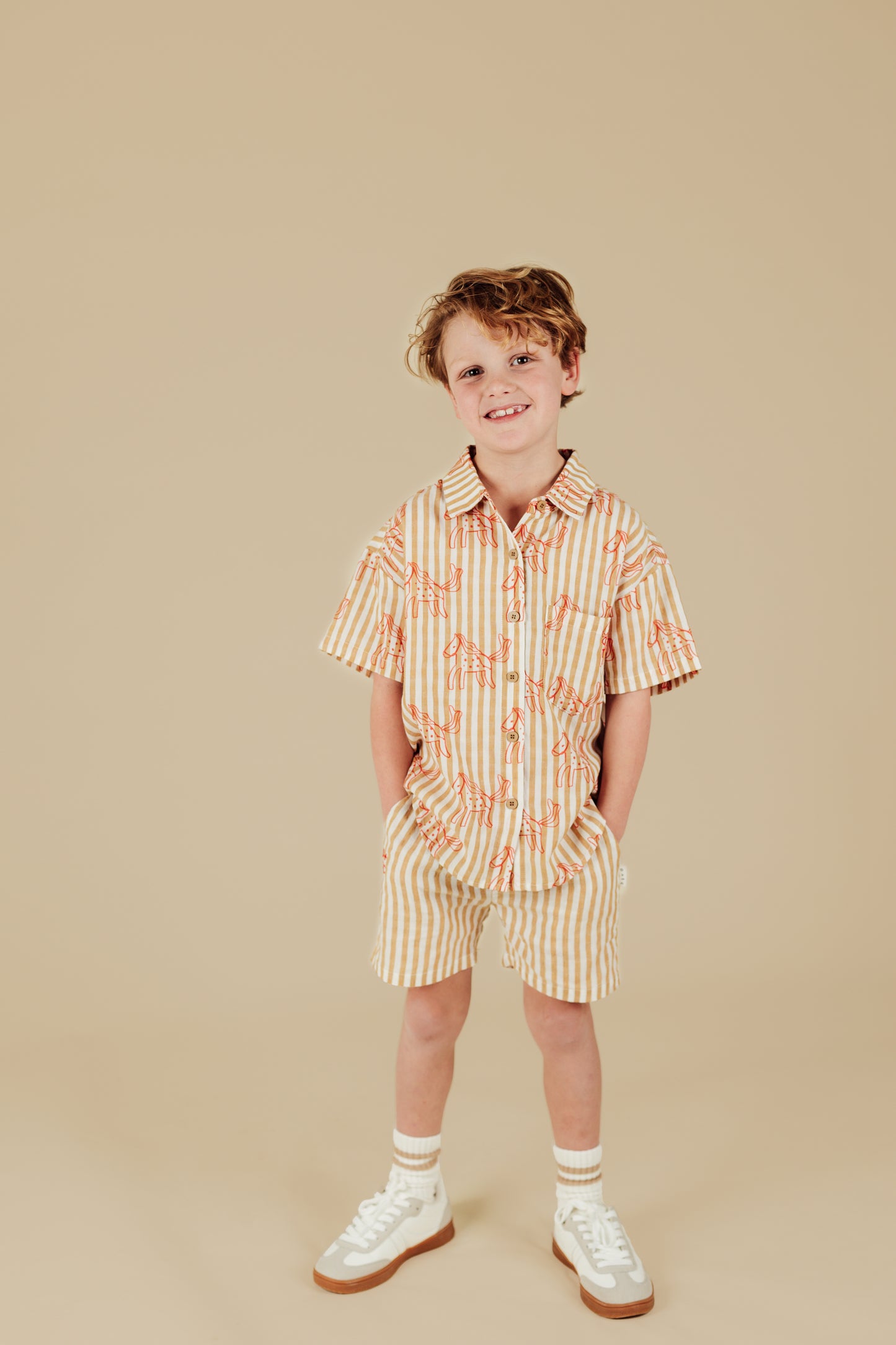 Amber Stripe Midi Shorts