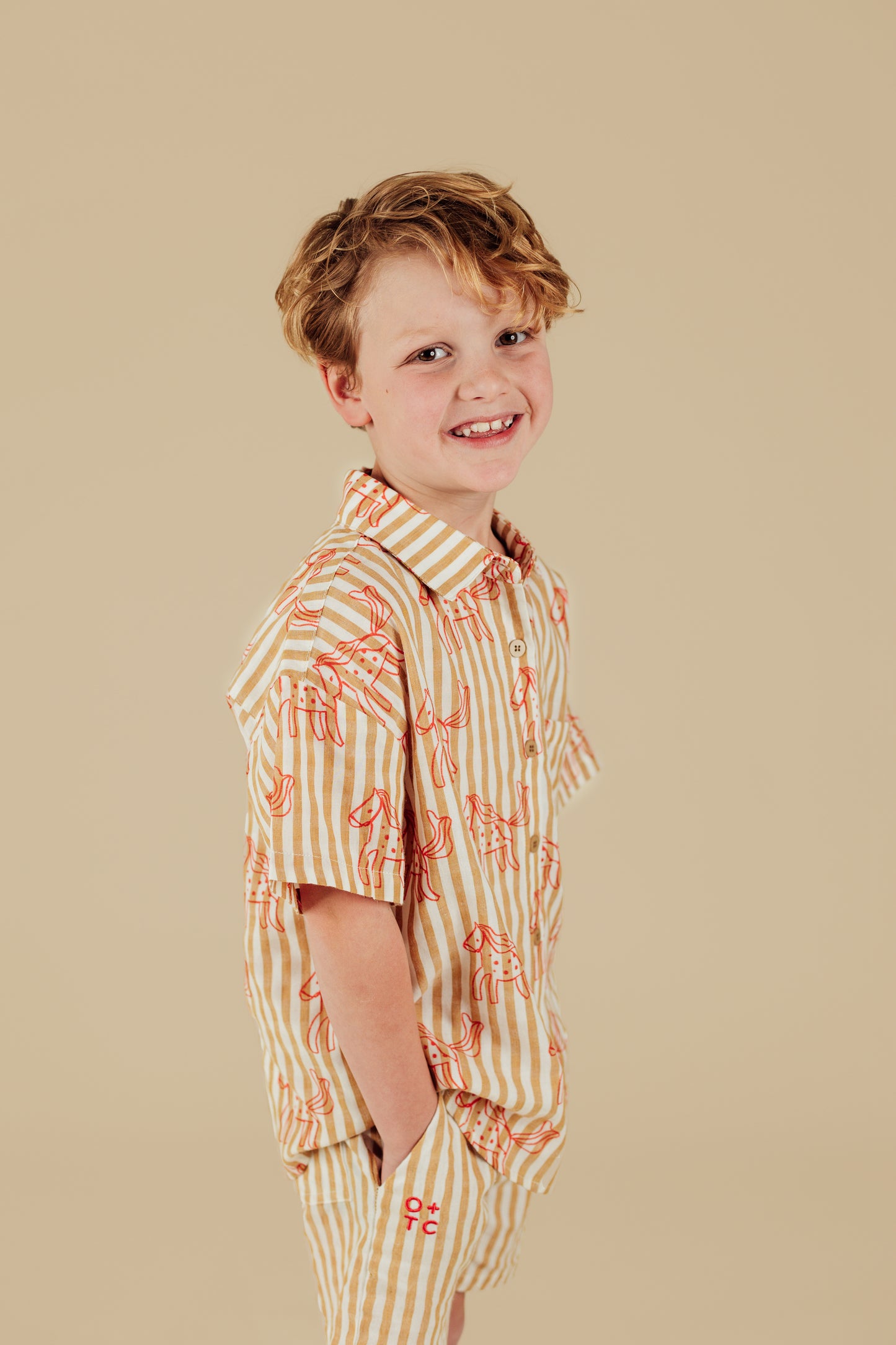 Amber Stripe Midi Shorts