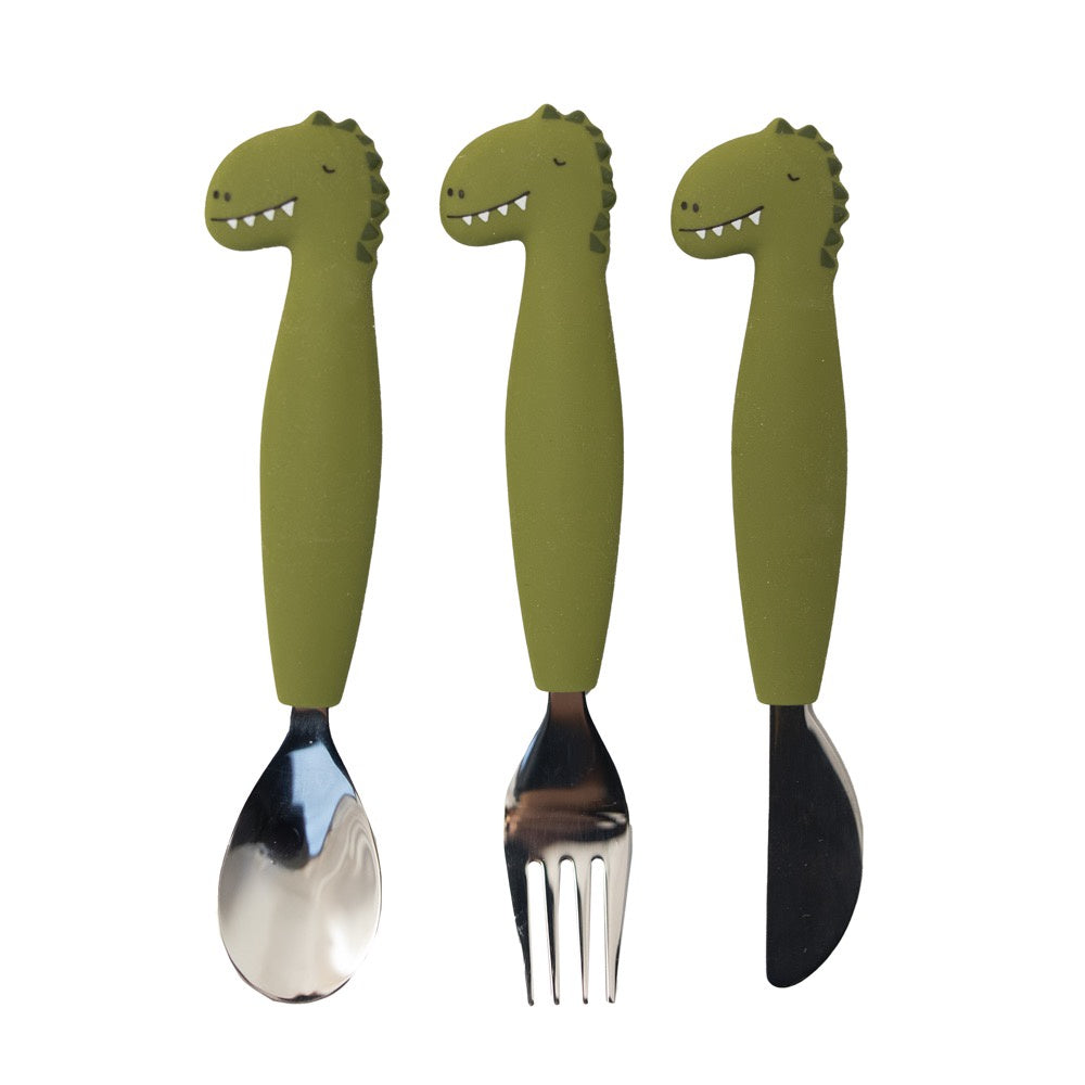 Dino Silicone Cutlery Set 3-Pack