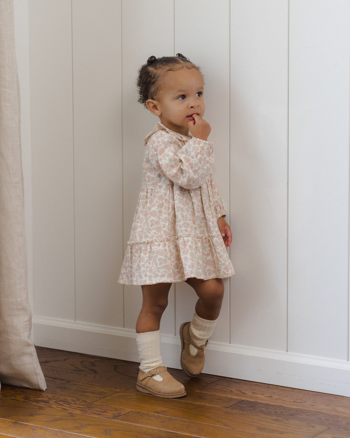 Pink Blossom Ruffle Collar Button Dress