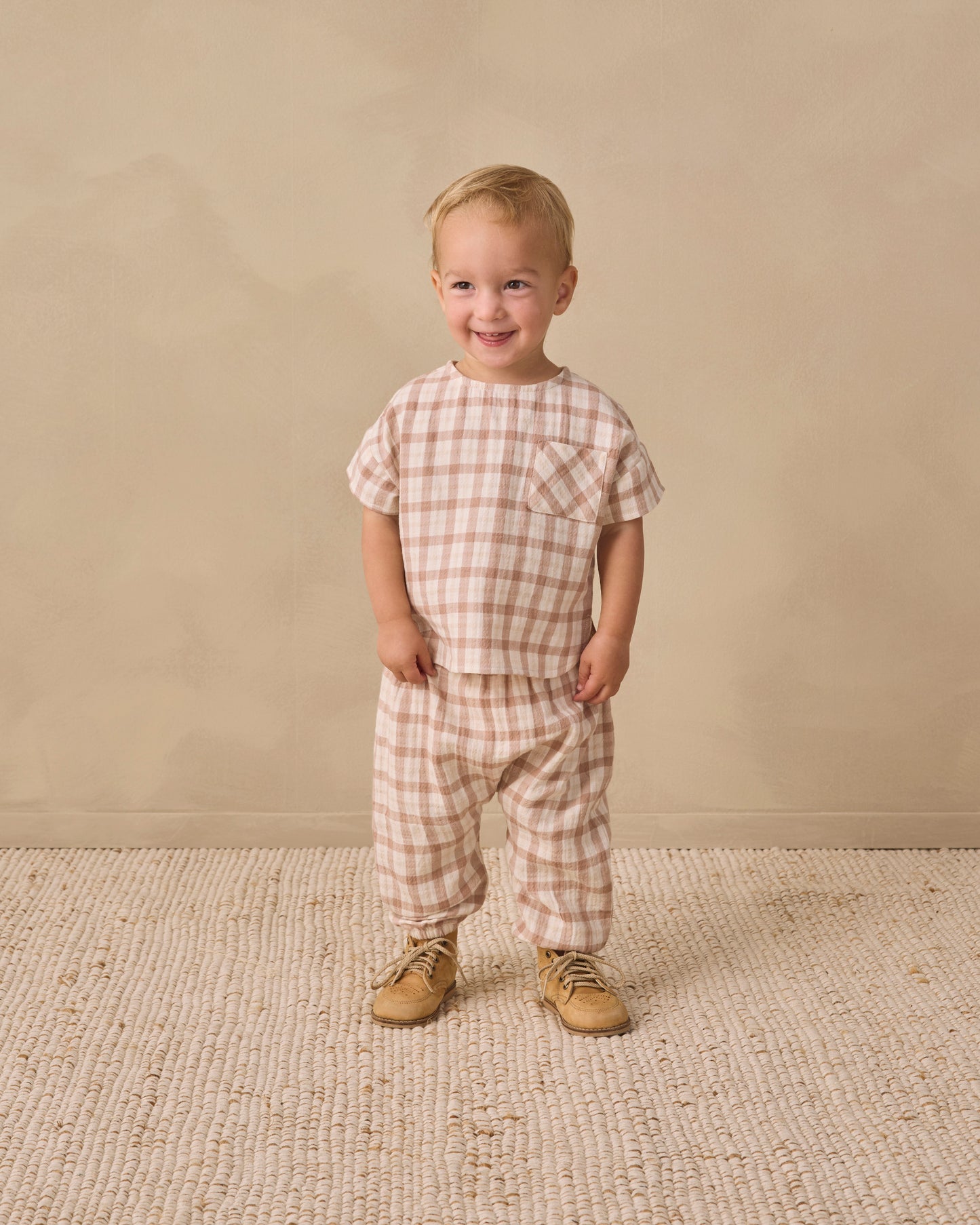 Rustic Plaid Woven Boxy Top