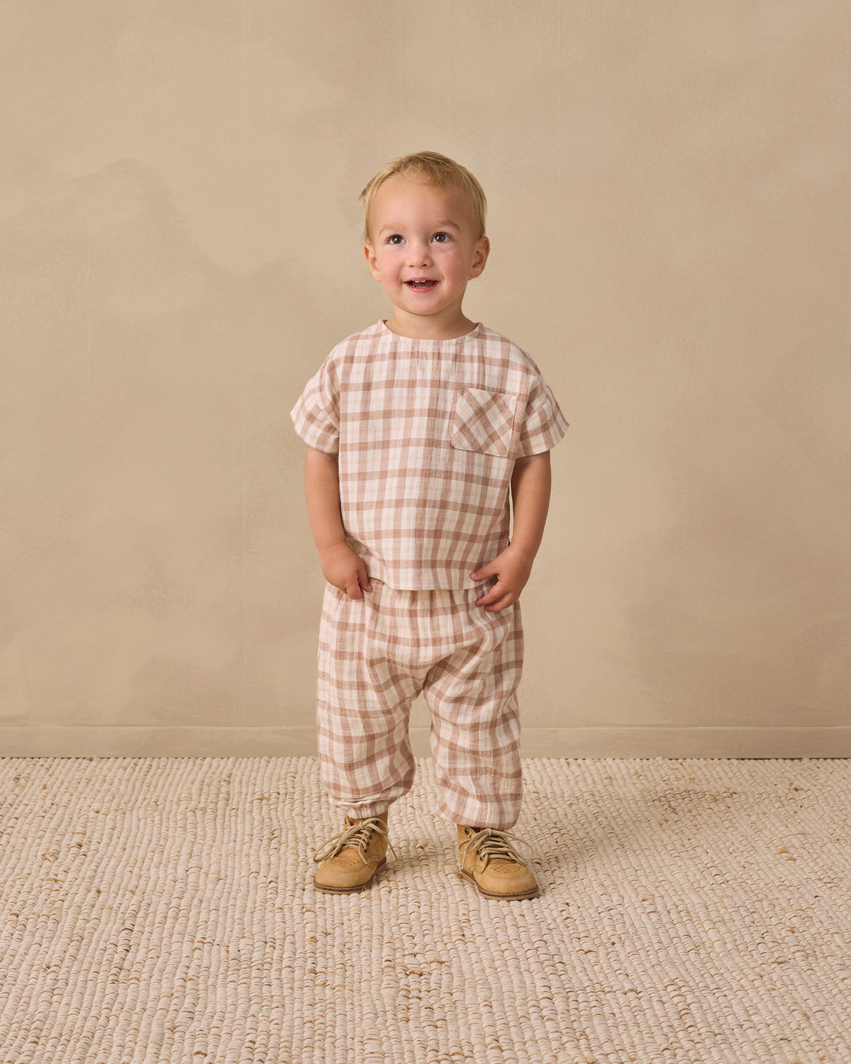 Rustic Plaid Woven Boxy Top