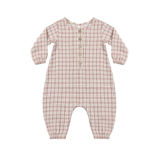 Christmas Plaid Woven Jumpsuit