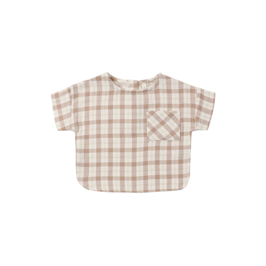 Rustic Plaid Woven Boxy Top