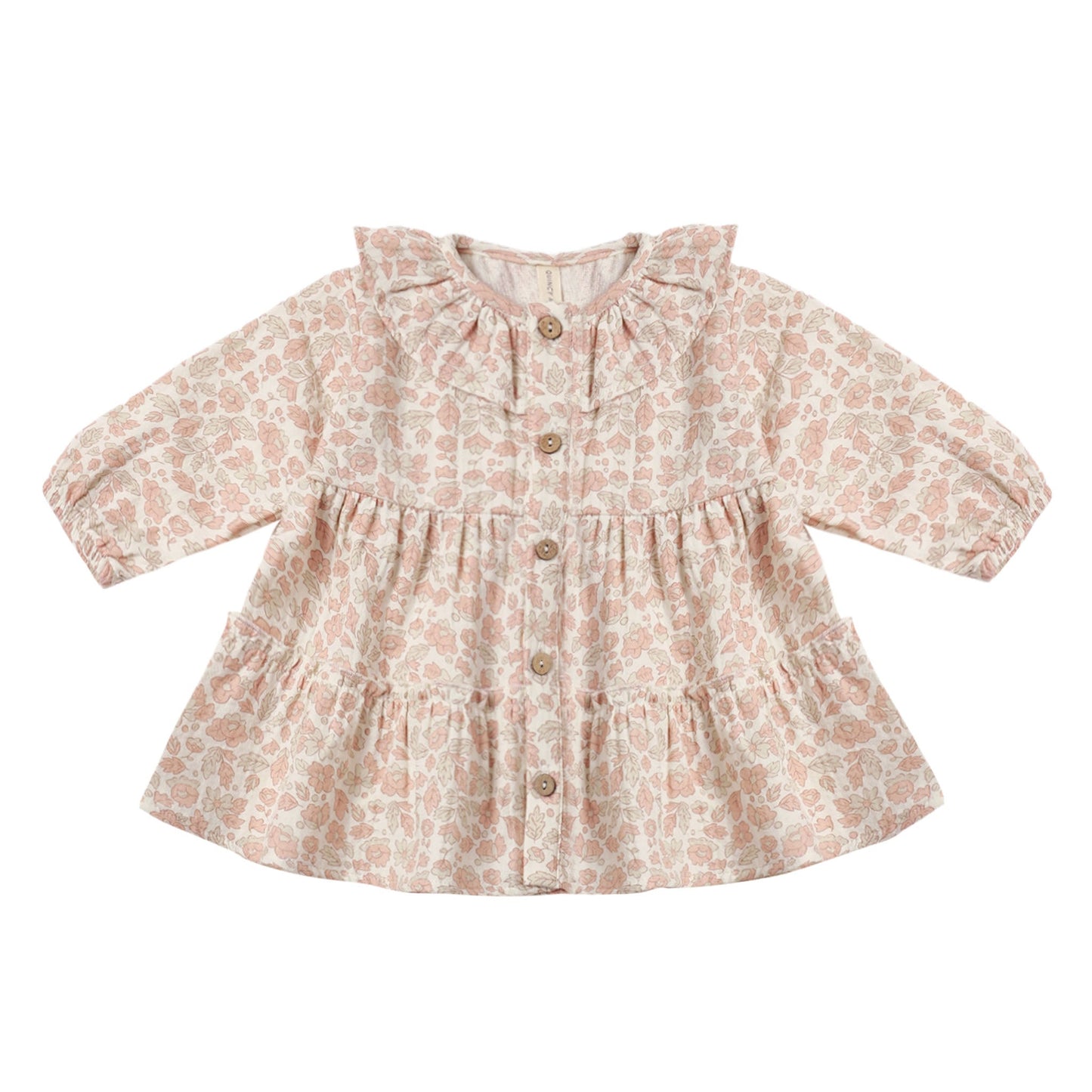 Pink Blossom Ruffle Collar Button Dress