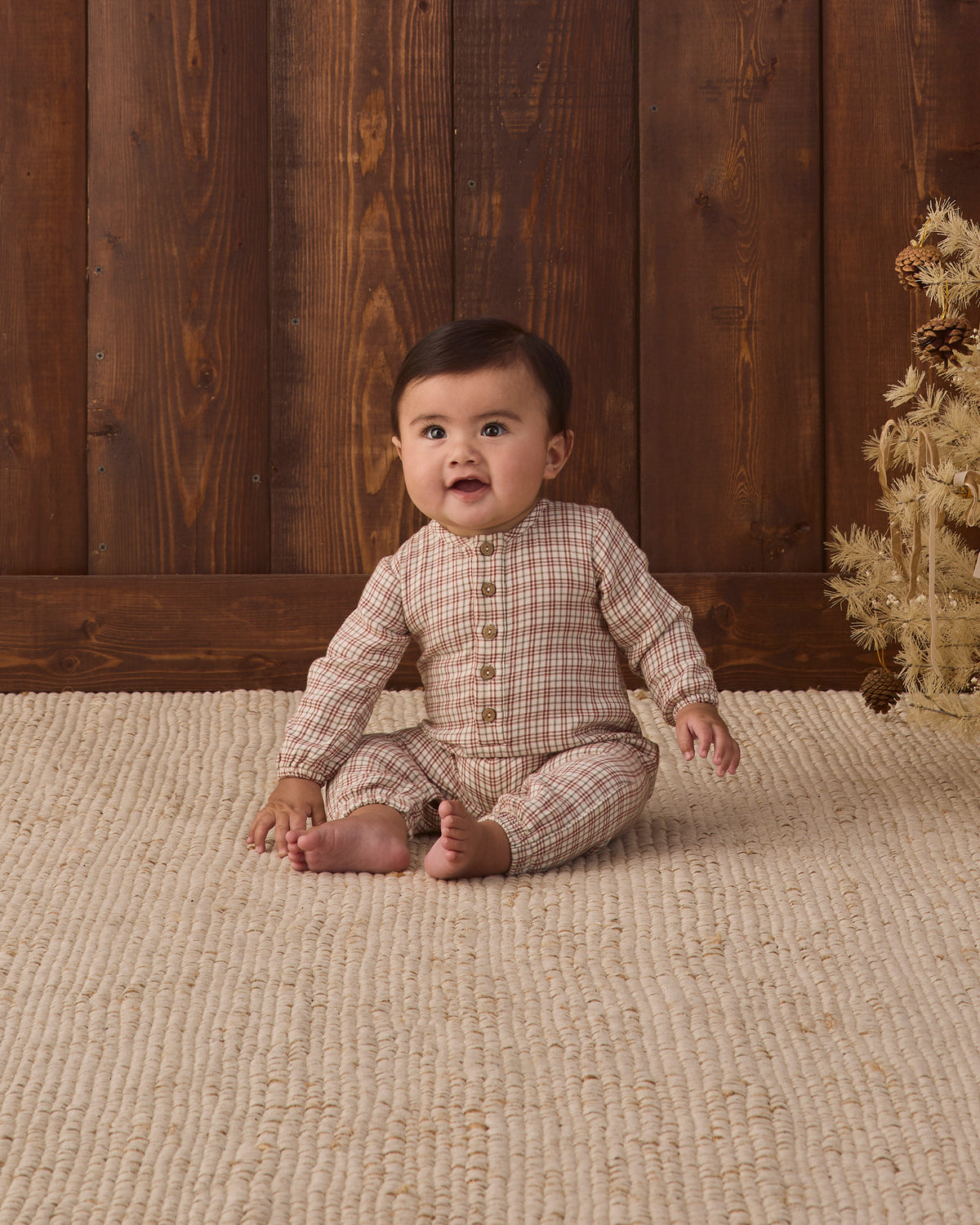 Christmas Plaid Woven Jumpsuit