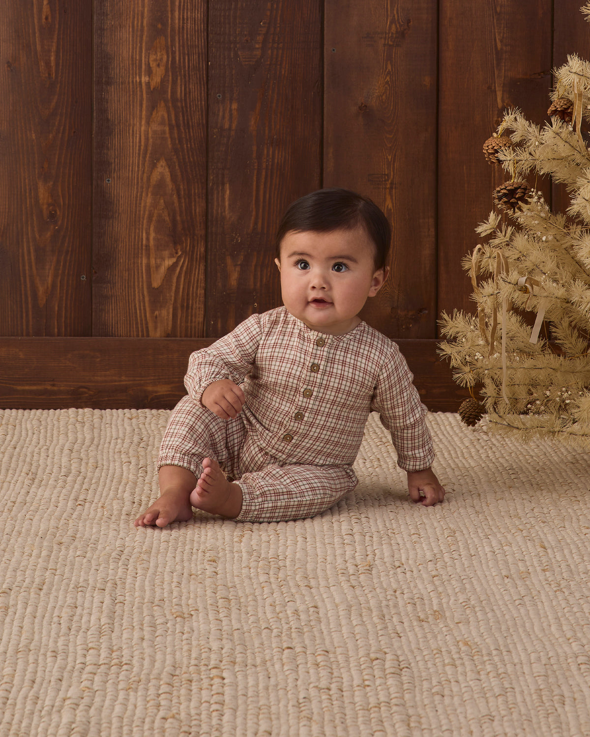 Christmas Plaid Woven Jumpsuit