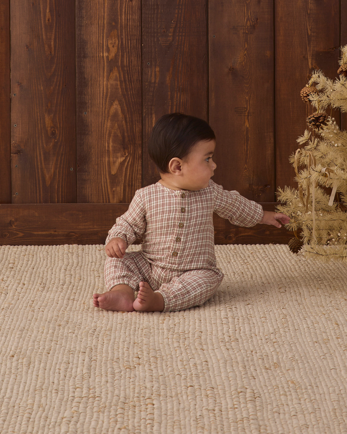 Christmas Plaid Woven Jumpsuit