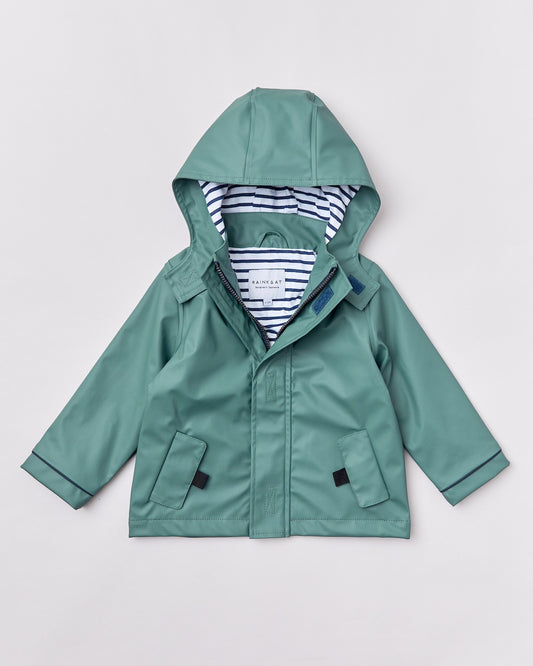 Stripy Sailor Raincoat / Forest Green