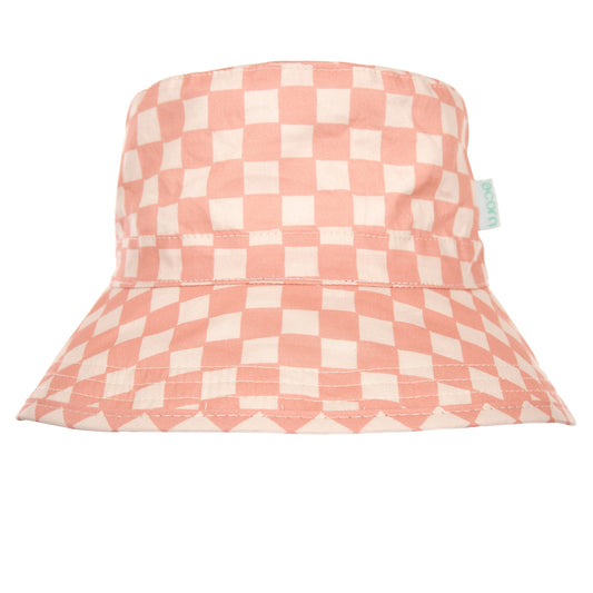 Pink Checks Broad Brim Bucket Hat