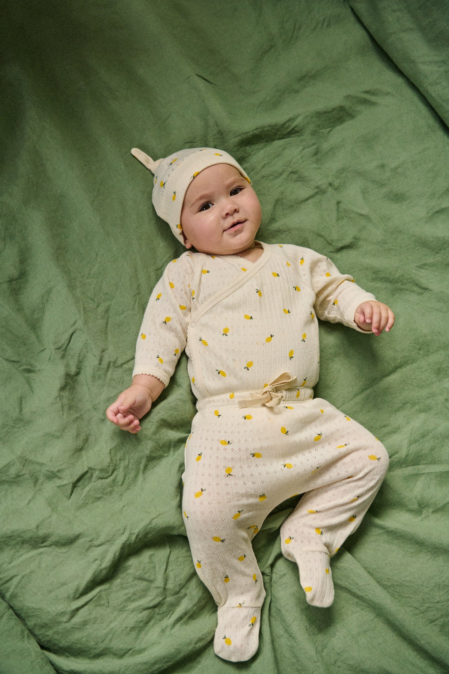 Pointelle Footed Rompers / Lemon