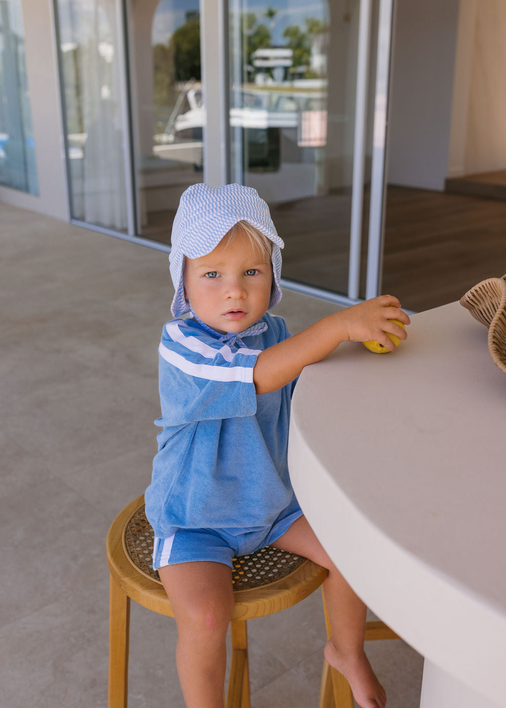 Blue Sprinkle Baby Flap Hat