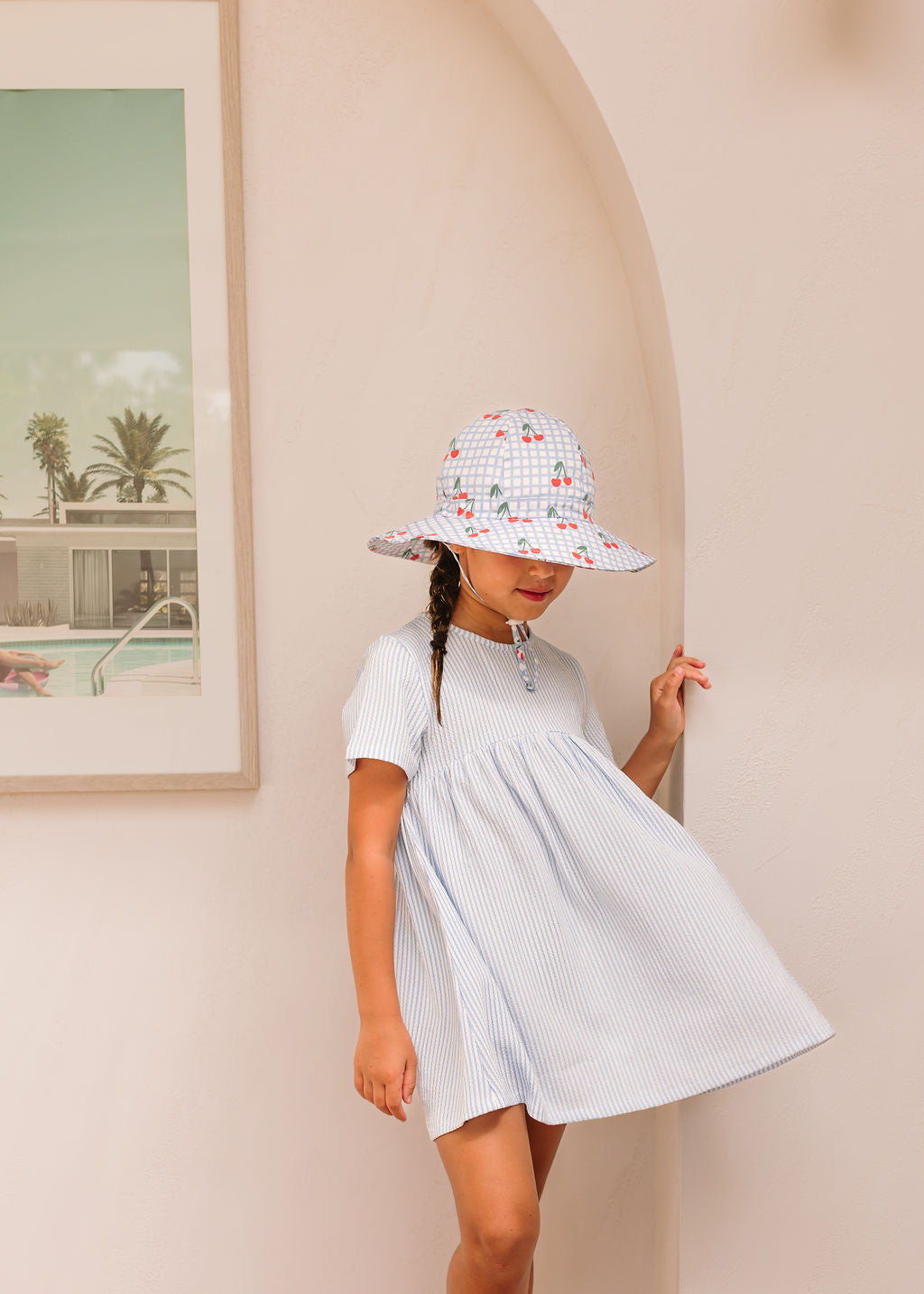 Cherry Checks Wide Brim Sunhat