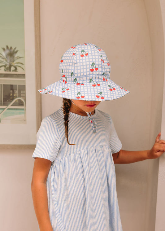 Cherry Checks Wide Brim Sunhat