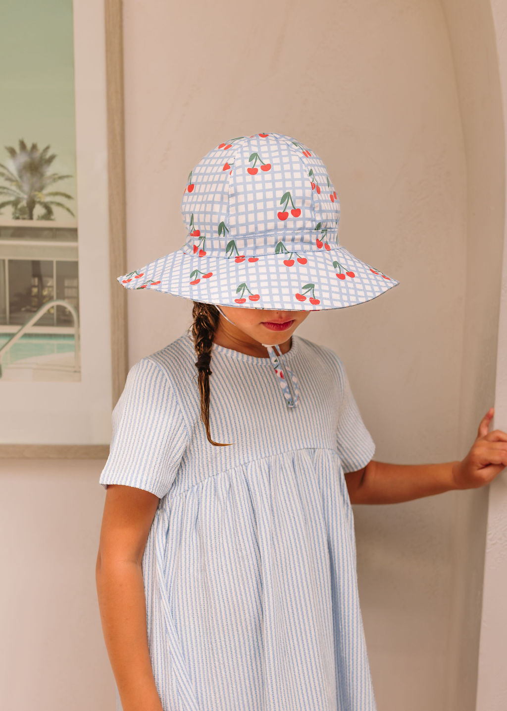 Cherry Checks Wide Brim Sunhat