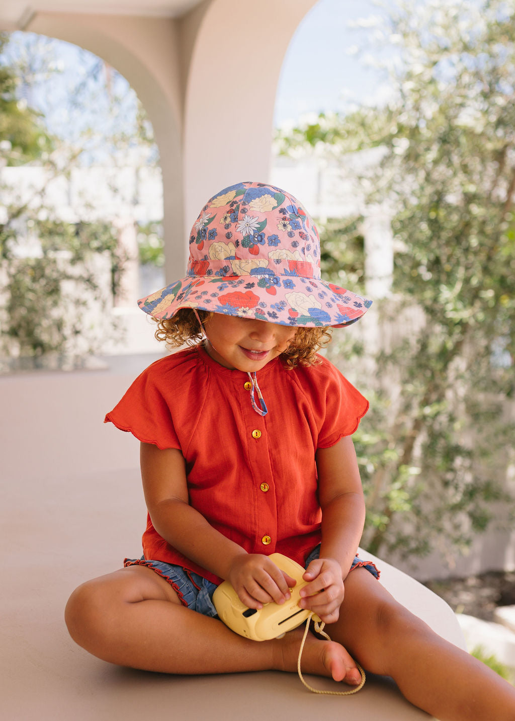 Berry Floral Wide Brim Sunhat