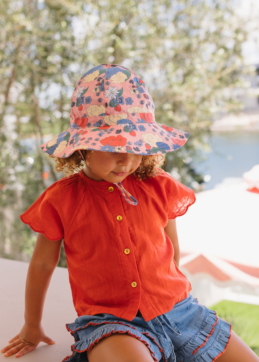 Berry Floral Wide Brim Sunhat
