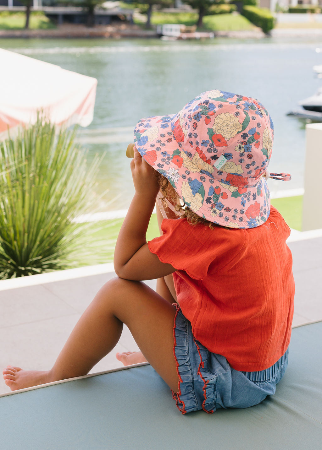 Berry Floral Wide Brim Sunhat