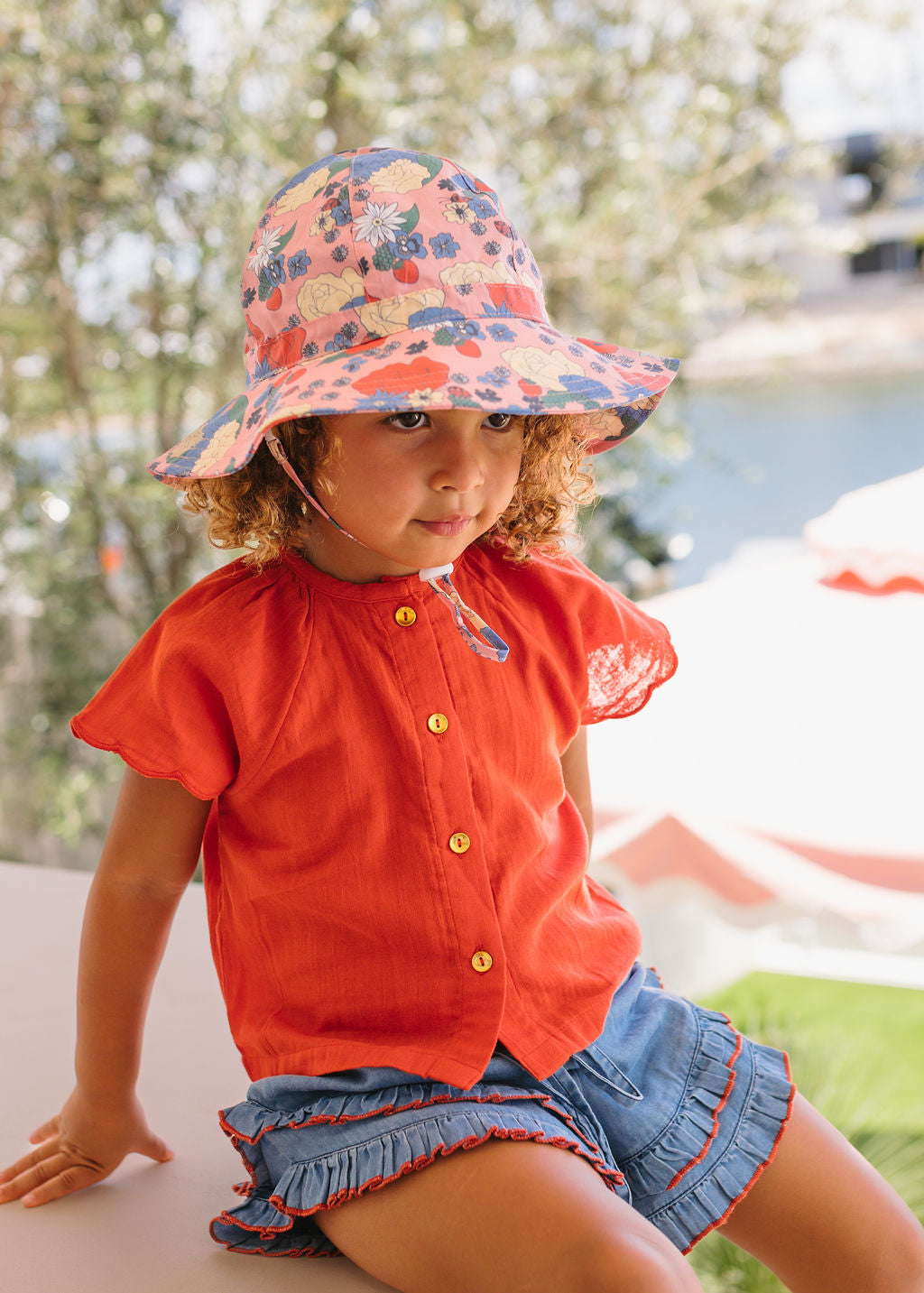 Berry Floral Wide Brim Sunhat