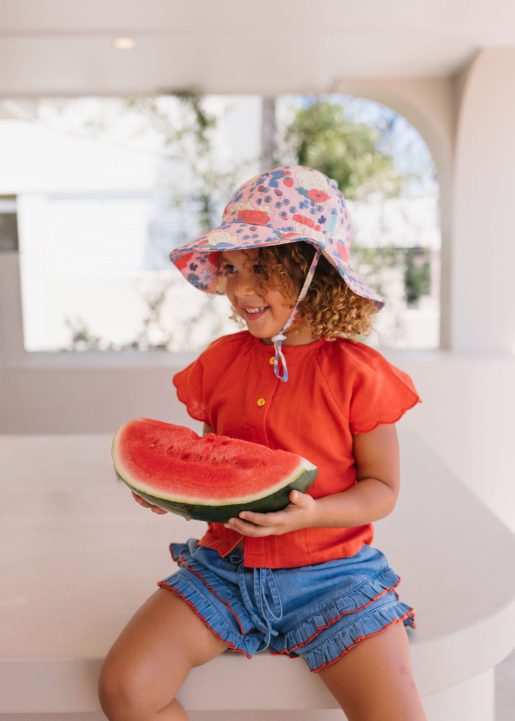 Berry Floral Wide Brim Sunhat