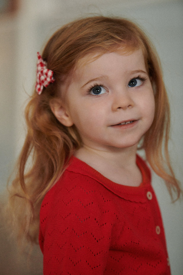 Piper Pointelle Cardigan / Raspberry Red