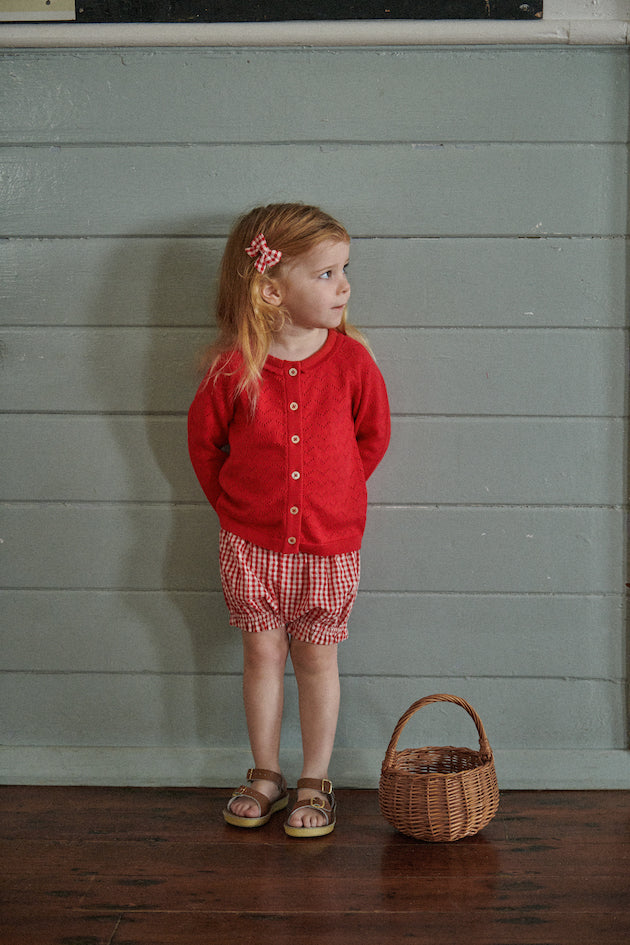 Piper Pointelle Cardigan / Raspberry Red