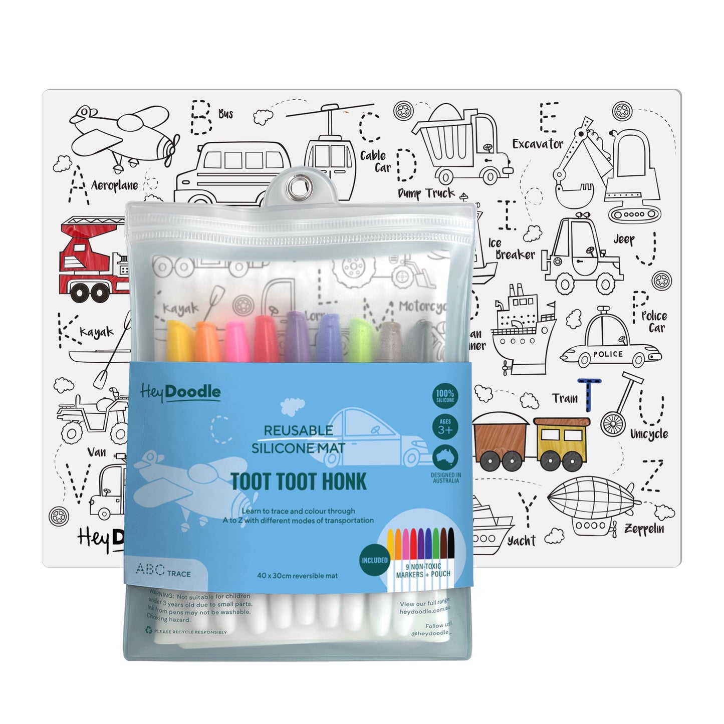 Silicone Drawing Mat / Toot Toot Honk Honk