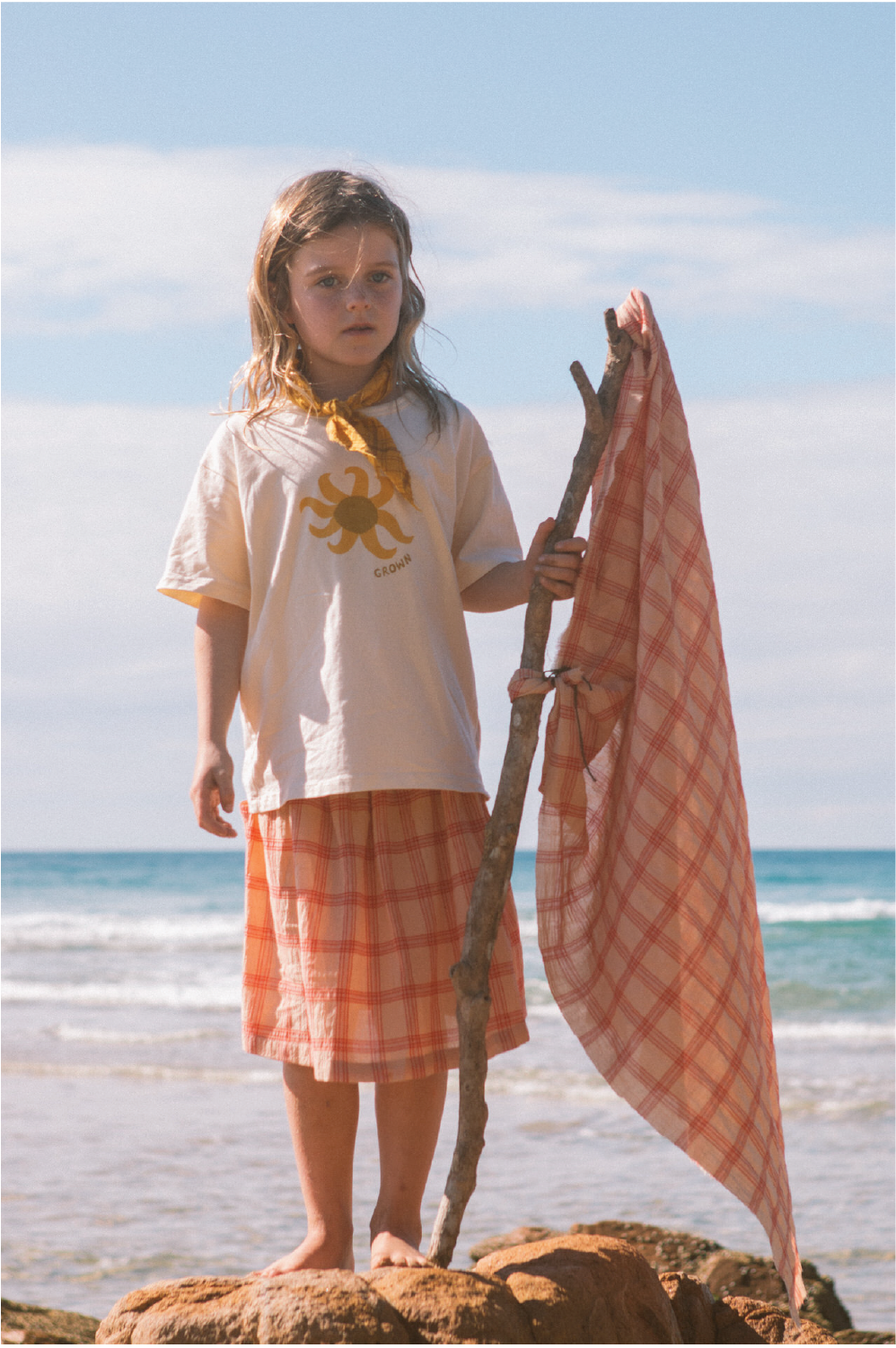 Tomato Cotton Check Skirt