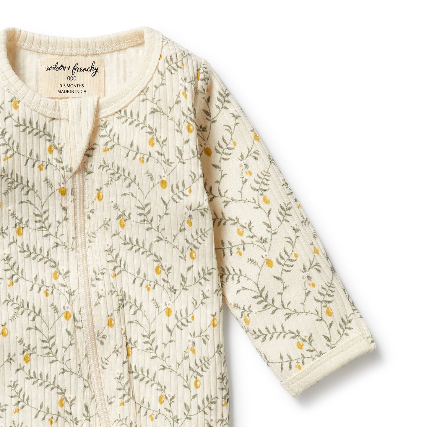 Lemon Leaf Organic Zipsuit