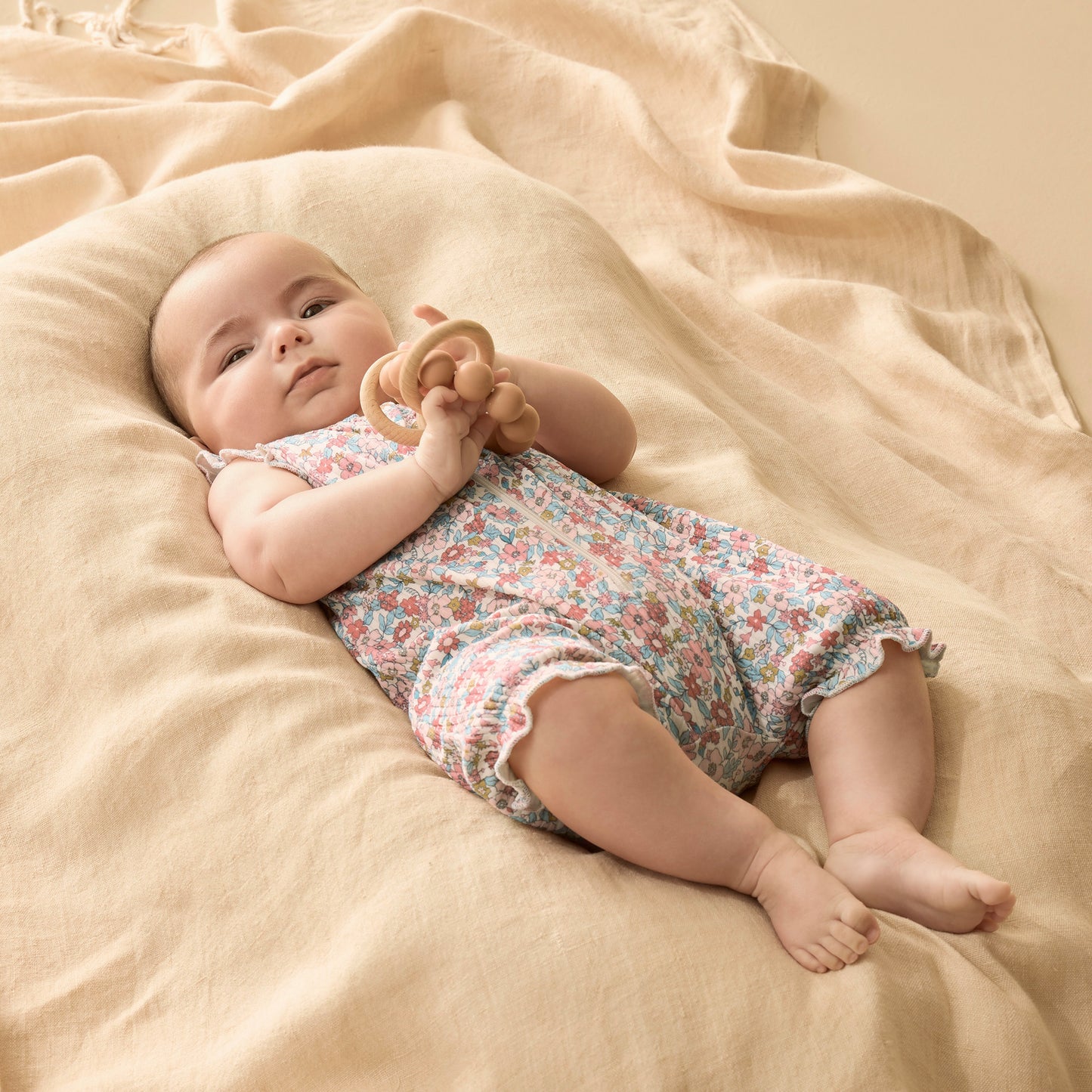 Summer Bloom Organic Ruffle Zipsuit