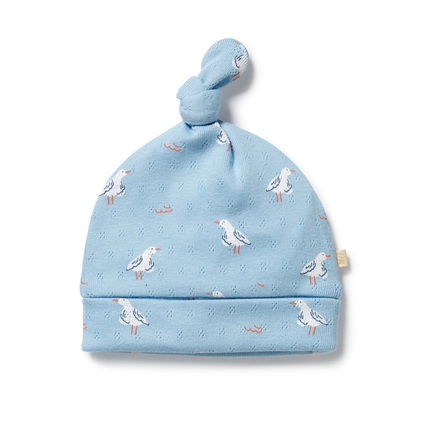 Sunny Seagulls Pointelle Knot Hat
