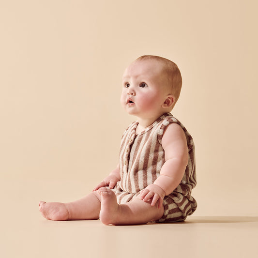 Cherry Cola Stripe Organic Terry Growsuit