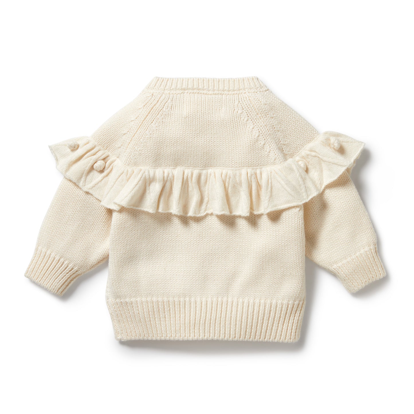 Ecru Knitted Ruffle Cardigan