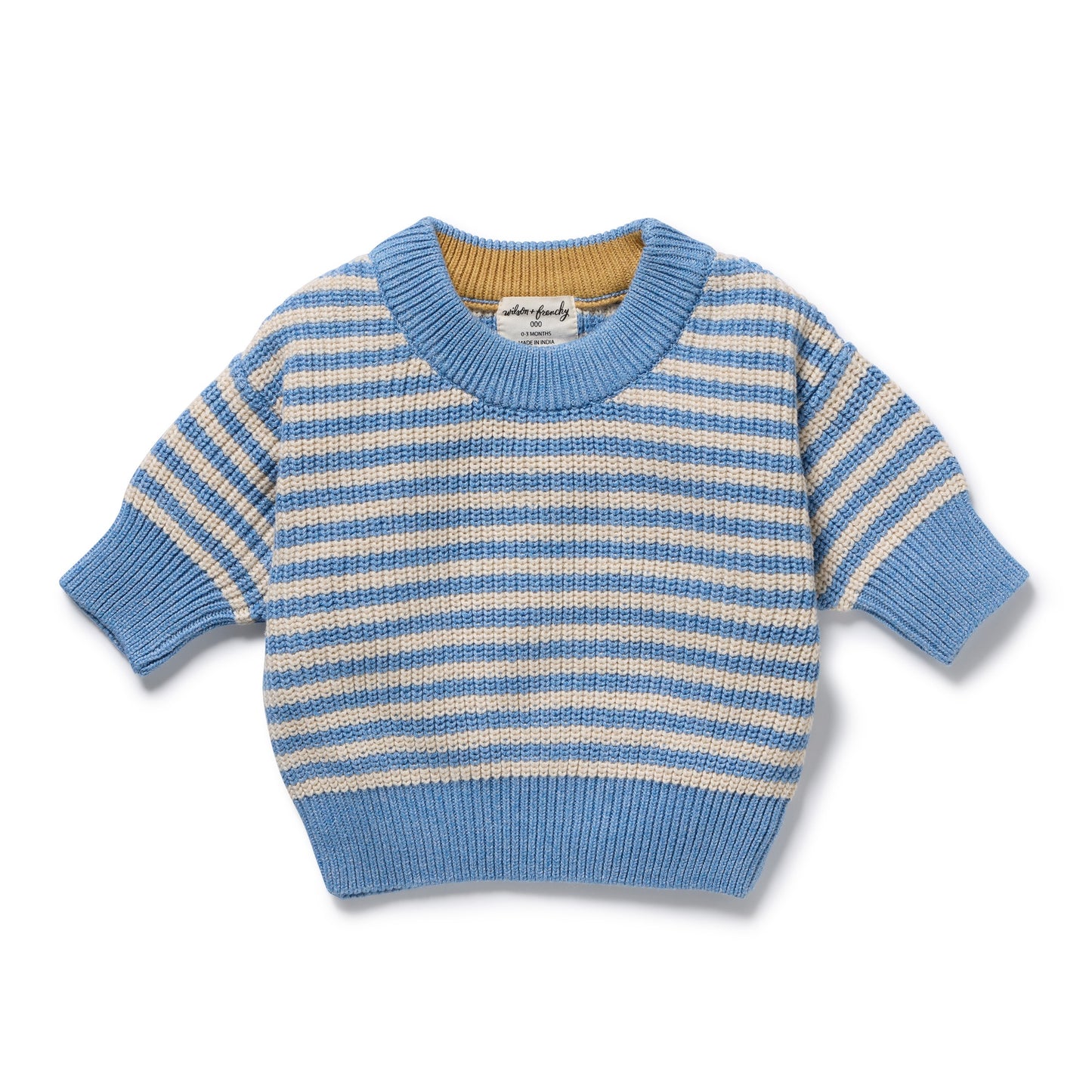Frosted Blue Organic Knitted Stripe Jumper