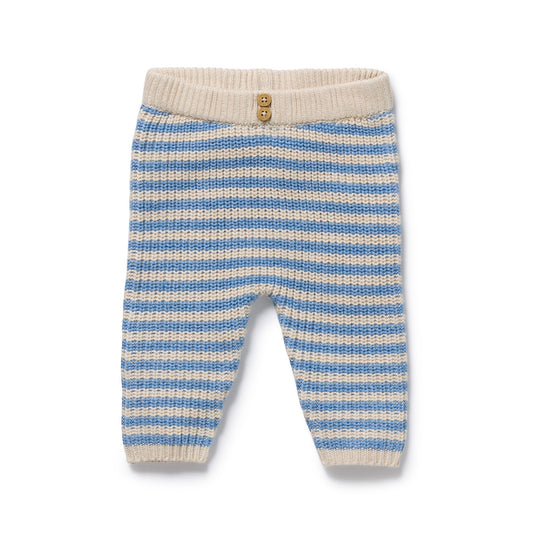 Frosted Blue Organic Knitted Stripe Legging