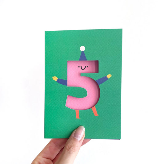 5th Birthday Die Cut Greeting Card