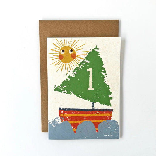 1st Birthday Sailboat Greeting Card