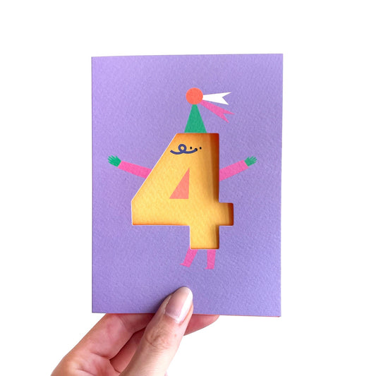 4th Birthday Die Cut Greeting Card