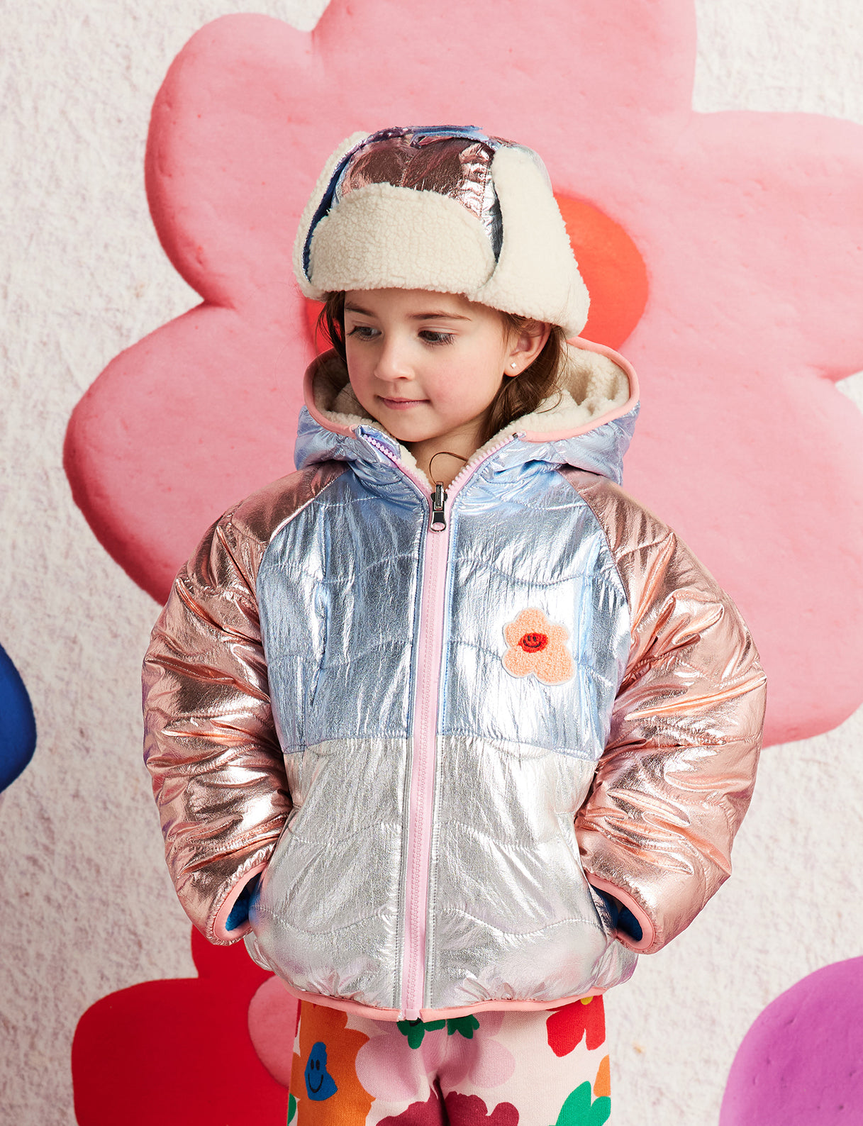 Hej Blomma! Reversible Kids Puffer Jacket